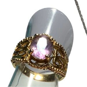 Unique Vintage Gold Ring with Pink Gemstone